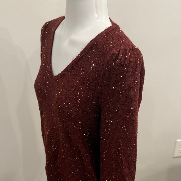 LOFT XS Women's Burgundy Sweater - Picture 4 of 10